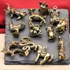 Llavero Zodiacal 3D de Latón Rata Buey Caballo Dragón Moneda de los Cinco Emperadores Colgante de Llave de Paz Accesorios de Artesanía de Cobre
