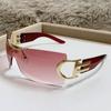 Nuevas gafas de sol deportivas de lujo ligeras y transfronterizas de estilo Y2K con personalidad sin marco para chicas atractivas europeas y americanas. Gafas de sol del mismo estilo para celebridades de Internet.