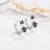 Fangxing S925 Plata Esterlina Pequeño Simple Negro Doble Diamante Arete Pendientes Mujer 2022 Nueva Moda Lujo Ligero Hebilla de Oreja Mujer