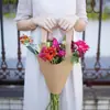 Bolsa de Papel Kraft Coreana 520 Dia dos Namorados Qixi Flores Frescas Plantas Bolsa para Buquê Bolsa Tote Florista Simples Literária