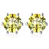 Brincos Femininos em Prata Esterlina 925 com Seis Garras, Estilo Clássico Mais Vendido, Moissanita Colorida com Certificado GRA, Brincos Versáteis, Atacado Transfronteiriço