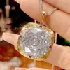 Venda Quente Transfronteiriça Zhuang Shengsheng Joias Base de Cobre Banhada a Ouro Diamante Branco Corte Rosa Pedra Principal Redonda Vintage Conjunto 18-14mm