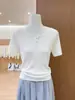 Top de Punto Elástico Ajustado con Botones y Manga Corta para Mujer, Verano 2026, Blanco Crema, Talla Única, Sin Mangas