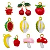 10 tipos de colgantes de frutas tridimensionales de alta resistencia con simulación de goteo de aceite, colgantes de aleación de cereza y durian, accesorios de joyería para DIY