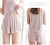 Conjunto de Pijama de Verão Estilo Coreano Cor Sólida Tamanho Plus Camisola e Shorts Roupa de Dormir Feminina Conjunto de Duas Peças Respirável