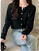 Jaqueta Cardigan de Tricô Bordada com Urso Estilo Ins Coreano Outono Nova Moda Estrangeira Vento Suave Top para Mulheres