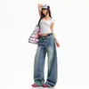 Pantalones de Mezclilla de Pierna Ancha, Plisados, Desgastados, de Moda Estilo Americano 2026, Largos hasta el Suelo, Caída Suelta, Cintura Alta, Nuevo Estilo Cómodo para Chicas Populares, Ajuste Holgado para Primavera y Verano