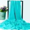 Lenço de Seda Grande de Cor Sólida de Seda Sintética para Verão Toalha de Praia à Beira-Mar Lenço Longo de Chiffon para Primavera e Verão Xale Plissado