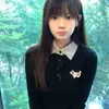 Camiseta de Manga Larga con Cuello Polo y Empalme a Cuadros Estilo Preppy Americano para Mujer Primavera y Otoño Top Delgado Versátil Ins