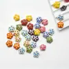 Color macarrón flor de cinco pétalos pintada a mano cuentas de cerámica multicolor estilo juvenil accesorios para pulsera collar cuentas sueltas venta al por mayor