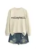 Sudadera casual simple con estampado de letras para mujer, cómoda, para voleibol, nueva de otoño e invierno, tienda independiente de Amazon Wish