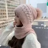 Nueva colección de invierno: Gorro de punto para mujer con forro polar y orejeras, un gorro y bufanda cálidos y resistentes al frío en uno, diseñado para hacer que tu cara se vea más pequeña