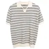 Camisa Polo Rayada de Seda de Hielo de Verano Nueva Estilo Coreano para Hombre, de Manga Corta, Moderna, Versátil, Sencilla y a la Moda, con Cuello Camisero para Hombre