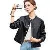 2026 Nueva Chaqueta de Cuero Corta Elegante de Moda de Gama Alta con Cuello Alto y Forro de Terciopelo Cálido para Mujer
