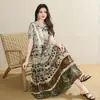 2026 Novo Vestido de Algodão e Seda Estilo Resort da Moda para Mulheres Mães Verão Nova Textura Vestido de Alta Qualidade para Meia-Idade