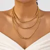 Collares de Cadena en Capas Estilo Europeo y Americano para Mujer, Estilo Dulce y Fresco, Gargantilla de Corazón Metálico Geométrico, Diseño Exagerado