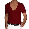 2023 Estação Independente Camiseta Masculina Roupas Transfronteiriças Comércio Exterior Europeu e Americano Decote em V Masculino Cor Sólida Tamanho Grande Casual Camiseta de manga curta