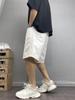Shorts Jeans Branco Estilo Americano Street Style Design Masculino Tendência Calça Calças Soltas Versátil Calça Masculina de Comprimento Médio