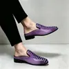 Sapatos de Couro Masculinos para Casa Plus Size 40-50 Verão Meio Fechados Sandálias Sapatos Preguiçosos Masculinos