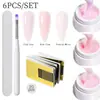 Gel para extensión de uñas, gel base, gel de construcción, forma de papel para moldear UV sin dolor, pluma de fototerapia, juego multifuncional para salones de uñas