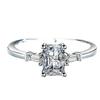 Anillo Irregular de Plata S925 Transfronterizo Europeo y Americano, Anillo Cuadrado Pequeño, Anillo de Diamante Rectangular de 80 Puntos, Anillo para Mujer, Anillo de Boda, Regalo para Novia