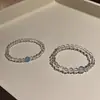 [Igual que Ruth] Pulsera de Cuentas Superiores de Cristal Blanco Natural Aguamarina 7A para Hombres y Mujeres Pulsera Sencilla de Cuentas Redondas Regalo