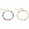 Pulsera Tejida Hecha a Mano de Materiales Mixtos para Mujer, Cuentas Redondas de Colores, Geométricas, Fresca y Dulce, Exclusiva de Verano para Ventas Transfronterizas