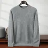 Suéter de Cashmere Gola Redonda para Homens no Inverno, Cashmere Base de Cor Sólida Espesso e Versátil, Suéter Popular para Meia-Idade deste Ano