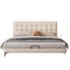 Hogar Francés Retro Almacenamiento Waffle Cama Dormitorio Principal Cama de Cuero Italiano Lujo Ligero Negro Estilo Mid-Century Cama de Boda Dormitorio