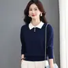 Camisa básica de malha casual da moda para mães, novo suéter de inverno para mulheres de meia-idade, suéter da moda de primavera e outono para mulheres de meia-idade e idosas