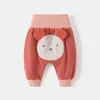Pantalones de Bebé Primavera y Otoño Pantalones Casuales con Forro Polar Adicional de Cintura Alta para Bebés Ropa de Exterior de Otoño Protección de Barriga Pantalones de Polipropileno Estilosos para Niños y Niñas