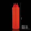 Botella dispensadora de condimentos de tres agujeros de grado alimenticio botella dispensadora de salsa de tres agujeros botella dispensadora de salsa para puesto callejero comercial tipo dispensador de tres agujeros comercial