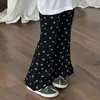 Conjunto de Roupa para Meninas Primavera e Outono, Camiseta com Capuz Estilosa Tendência Infantil Estilo Coreano com Acabamento em Renda e Calça Flare Floral