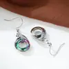 Pendientes circulares europeos y americanos de estilo deslumbrante con circonitas, incrustados con diamantes, pendientes de gancho de circonita de gradiente colorido