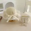 Sombrero de Paja de Malla para Niños, Sombrero de Sol de Encaje de Verano para Niñas, Sombrero de Playa para Bebé, Set de Sombrero y Bolso