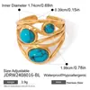 Anillo de Acero de Titanio con Piedra Natural Jieding, Anillo de Turquesa Azul Lapislázuli de Gama Alta Nicho, Joyería para Mujer de Acero Inoxidable, Transfronterizo