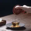 Yinruo Guisong Yixing Zisha Arcilla Roja de Mineral Original Doulidai Tres Talentos Gaiwan Completamente Hecho a Mano Retro Gongfu Juego de Té Tazón para Ofrenda de Té