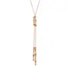 Cadena de Suéter Fresca Estilo Japonés y Coreano Personalizada para Mujer, Collar Largo Otoño e Invierno con Colgante de Borla de Bambú, Accesorio de Moda Elegante OL para Mujer
