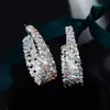 Moda europea y americana joyería nueva deseo Amazon AliExpress ebay popular color AB pedrería aretes de tachuela en forma de U para mujer