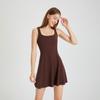 Roupas de ioga terno esportivo mulheres verão uma peça vestido sem costas com almofada peito anti-exposição corrida saia fitness desgaste externo