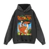 Sudadera con capucha Oversize de Algodón Puro Lavado Estilo Anime Retro Japonés Desgastada Ropa de Hombre de Moda Transfronteriza Europea y Americana
