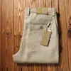 Calça Jeans Masculina Casual Reta Solta de Linho Puro 100% Verão Fina Amiga da Pele Respirável Não Irritante Cor Café