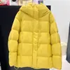 Jaqueta de Penas Feminina com Capuz Estilo Coreano Solta para o Inverno de 2026, Casaco Puffer Acolchoado Espesso de Penas de Pato Branco de Comprimento Médio