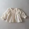2026 Nueva Camisa Dulce de Encaje con Cuello Grande Estilo Coreano para Niños de Primavera y Otoño, Cómoda y Versátil para Salidas