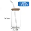 Amazon Taza de Cola de Vidrio de Alto Borosilicato Taza de Vidrio Transparente con Popote Taza de Vidrio Resistente a Altas Temperaturas Tapa de Bambú Taza de Jugo de Verano