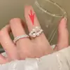 Anel Aberto de Pérola Barroca Francesa Design de Nicho Feminino Anel Empilhável para Dedo Indicador Anel Pulseira Leve de Luxo High-End