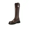 Botas tamanho grande comércio exterior botas de cavaleiro novo salto europeu e americano 43 botas botas de desejo 33 botas de cano alto bico redondo preto feminino