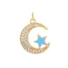 Acessórios de joias com zircônia microincrustada série Estrela Lua Gota de Óleo banho de ouro 18K acessórios para colar com pingente