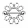 Anillos de pezón exquisitos superventas transfronterizos Acero inoxidable Forma de flor Anillos de pezón falsos Pinzas para pezones con pantalla de pavo real Joyería para piercing Tachones para pezones sin perforación