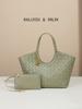 Bolso Tejido Nuevo Transfronterizo Moda para Mujer Retro Textura de Alta Gama Alta Capacidad Bolso Tote Hueco para Viaje Bolso de Cubo